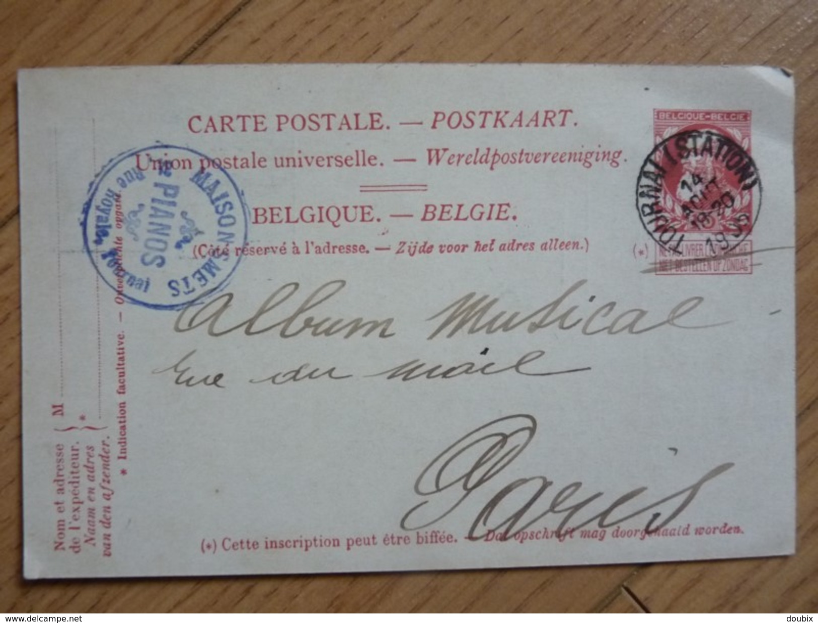 1905. Manufacture PIANO SMETS / DE SMET. Tournai Bruxelles. BELGIQUE / BELGIE. Autographe - Autres & Non Classés