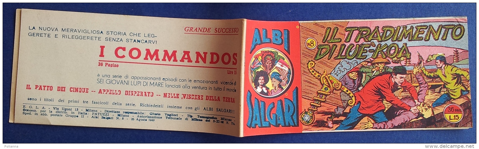 PO6309D# FUMETTI STRISCE - ALBI SALGARI N°8 Ed.E.G.L.A. 1949 - Comics 1930-50