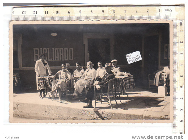 PO6638D# FOTOGRAFICA GRUPPO DONNE UOMINI CAFFE' BIGLIARDO- RICORDO Anni '30  No VG - Caffé