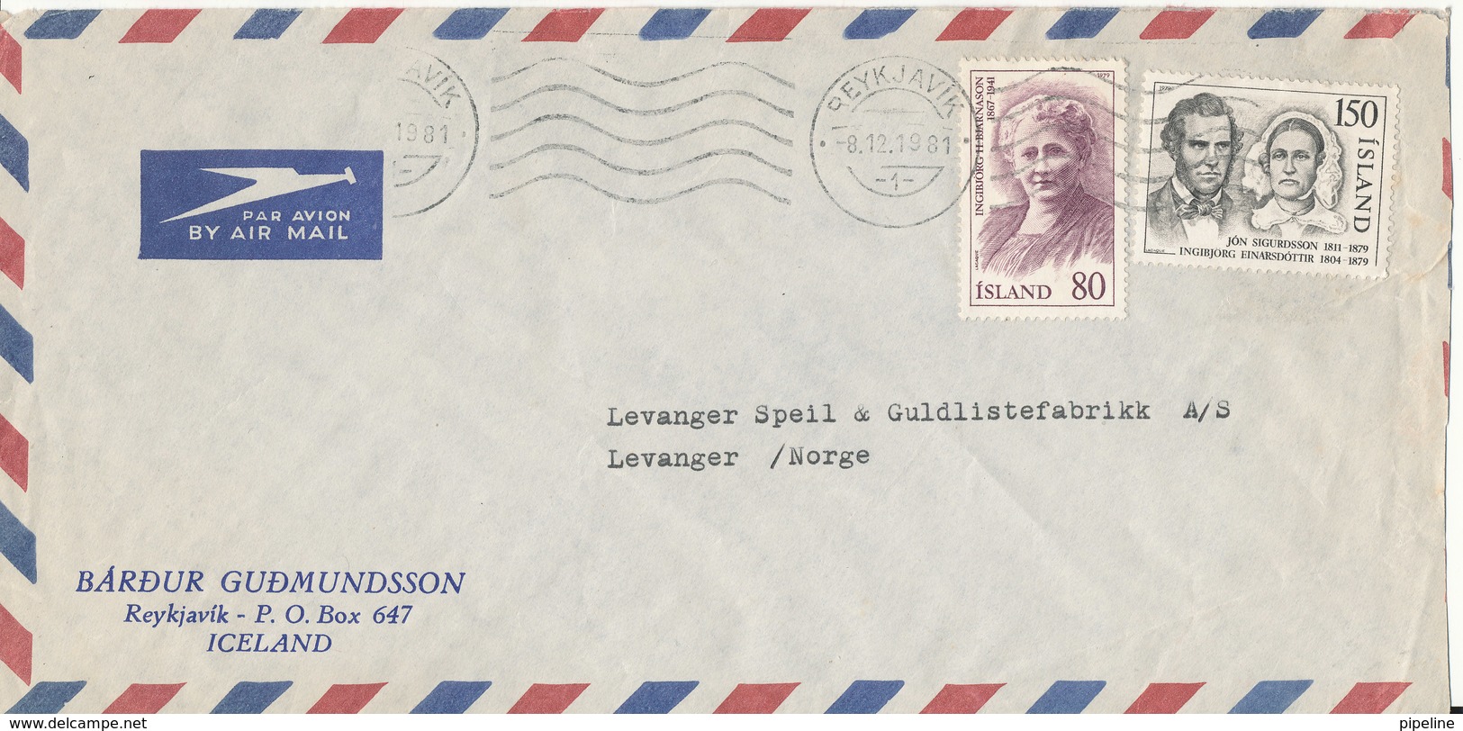 Iceland Air Mail Cover Sent To Norway 8-12-1981 - Luchtpost