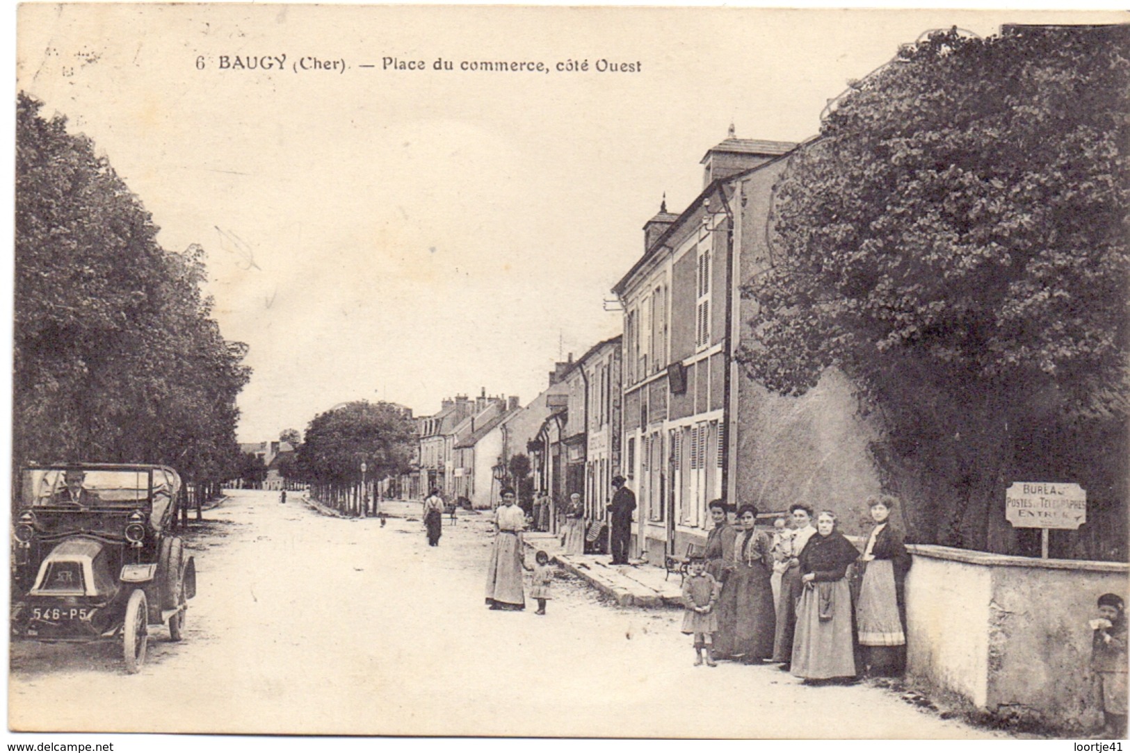 CP - Baugny - Cher - Place Du Commerce - Coté Ouest - Auto Voiture - Baugy