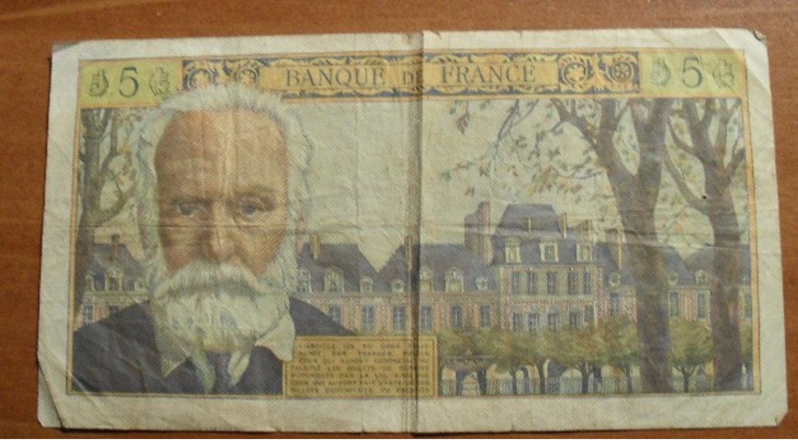 1960 - France - CINQ NOUVEAUX FRANCS, Victor Hugo - H.4-2-1960.H. Q.38  21825 - 5 NF 1959-1965 ''Victor Hugo''