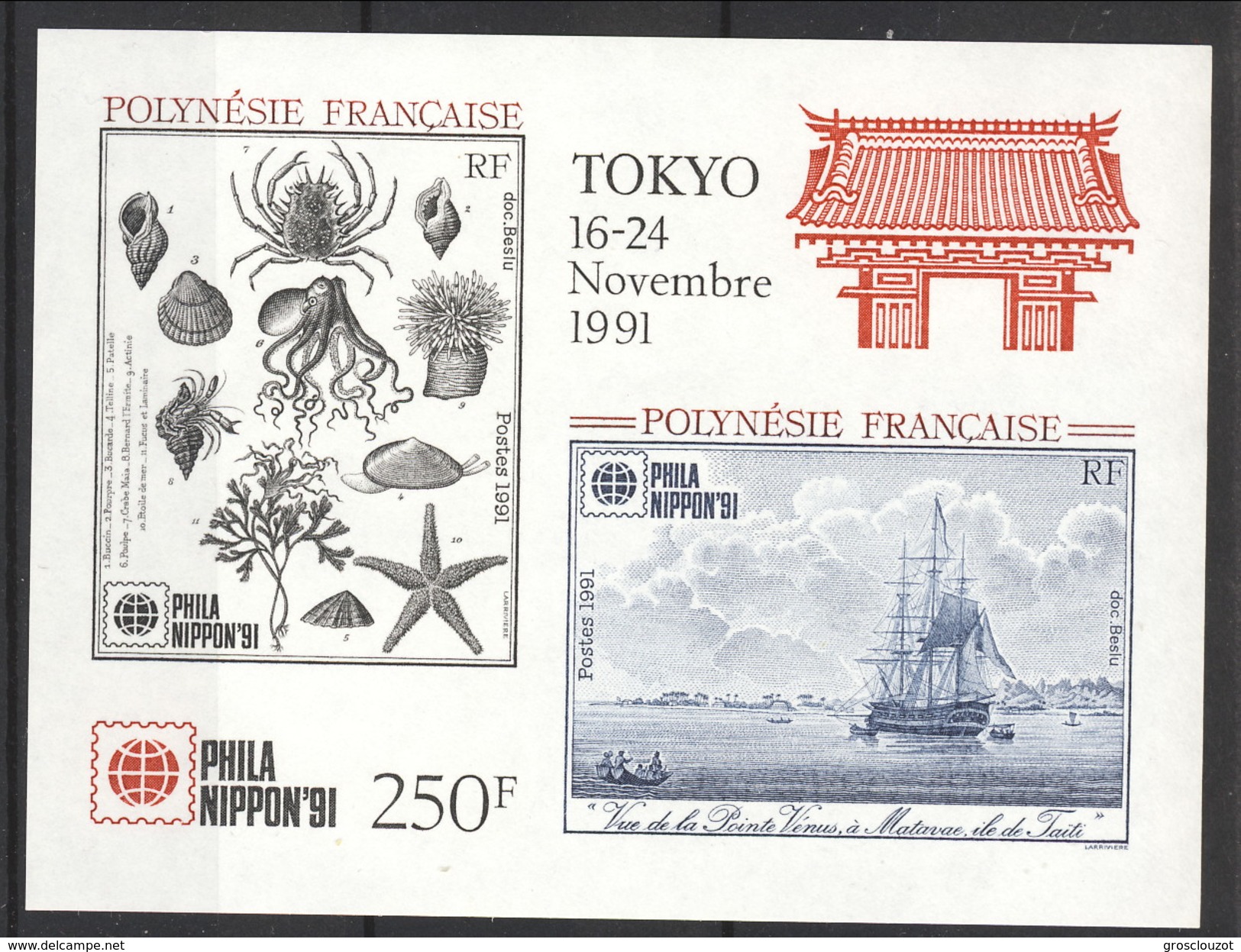 Polynesie Foglietto 1991  N. 18 MNH Cat &euro; 7.70 - Blocs-feuillets