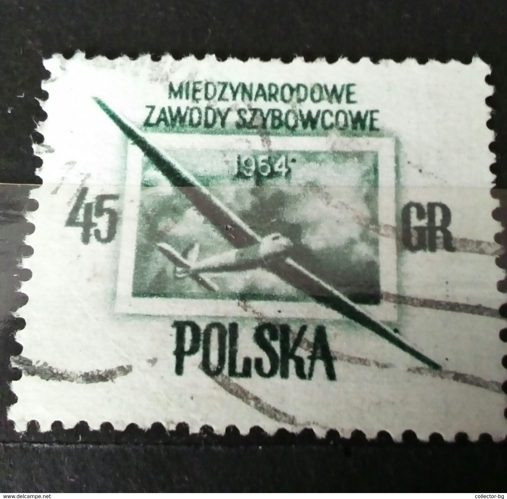 RARE POLAND 45 GR  AIRPLANE 1954 USED  STAMP TIMBRE - Used Stamps