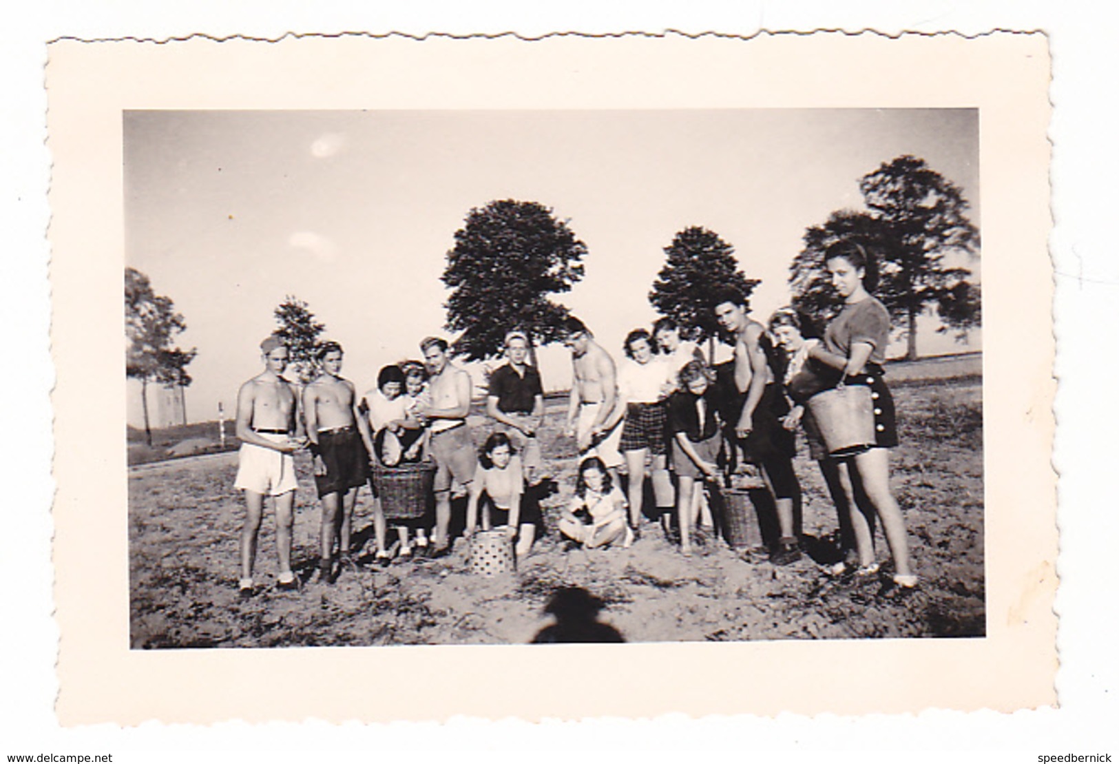 25967 Quatre 4 Photo BELGIQUE  - Camp Ecole  -scout -scoutisme - Entre1943  45-cuisine Recolte Pomme De Terre Patate - Guerre, Militaire