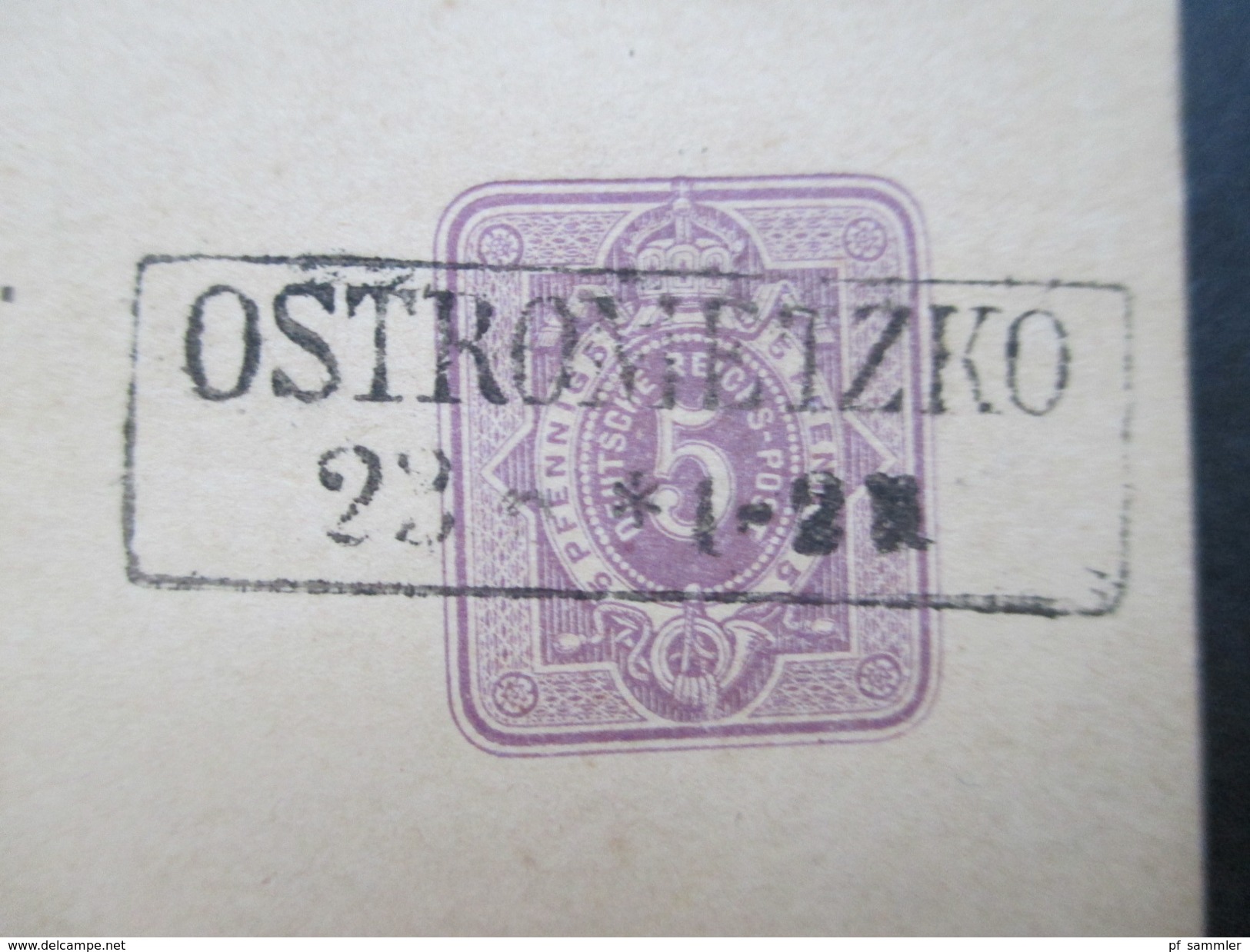 DR 1887 Ganzsache Mit Seltenem Rahmenstempel R2 Ostrometzko!! Pommern / Heute Polen! - Covers & Documents