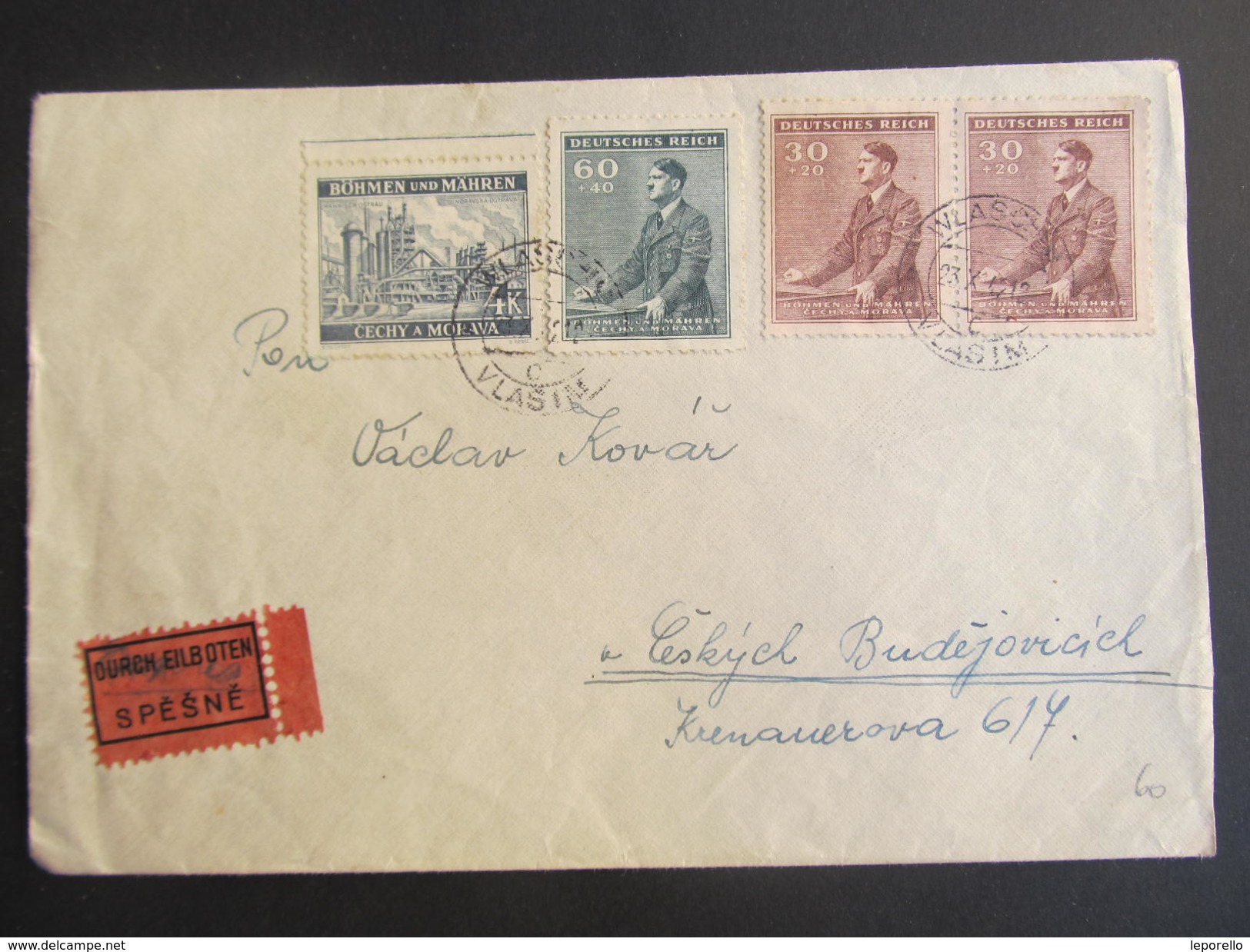 BRIEF Vlasim - Ceske Budejovice Express 1942 // D*22003 - Briefe U. Dokumente