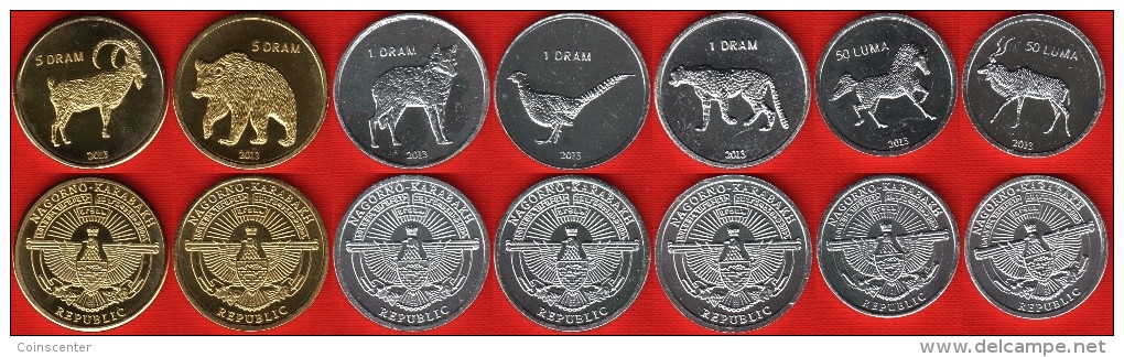 Nagorno-Karabakh Set Of 7 Coins: 50 Luma - 5 Drams 2013 UNC - Nagorno-Karabakh
