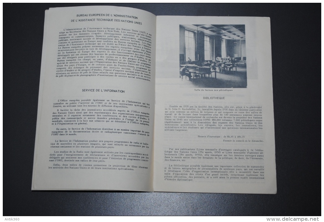 Ancienne Brochure Touristique Guide Du Visiteur Palais Des Nations Unies Genève Suisse - Dépliants Touristiques