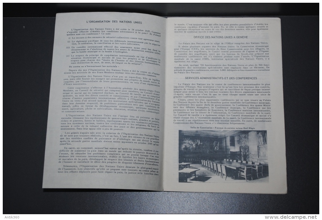 Ancienne Brochure Touristique Guide Du Visiteur Palais Des Nations Unies Genève Suisse - Dépliants Touristiques