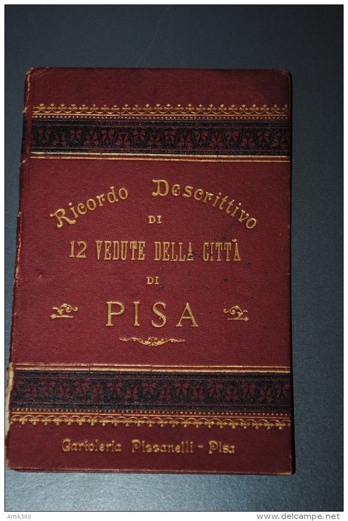 Ancienne Brochure Touristique XIXème Gravure Ricordo Descrittivo Di 12 Vedute Della Citta Di Pisa Tour De Pise Italie - Dépliants Touristiques