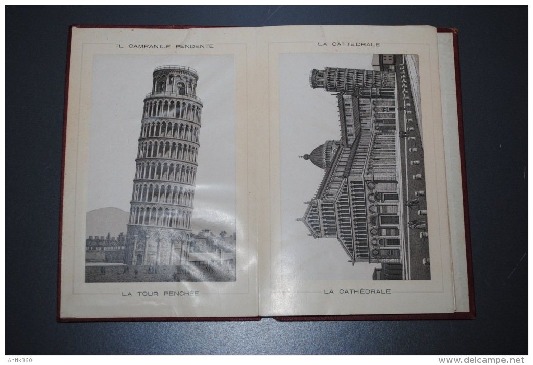 Ancienne brochure touristique XIXème gravure Ricordo Descrittivo di 12 Vedute Della Citta di Pisa Tour de Pise Italie