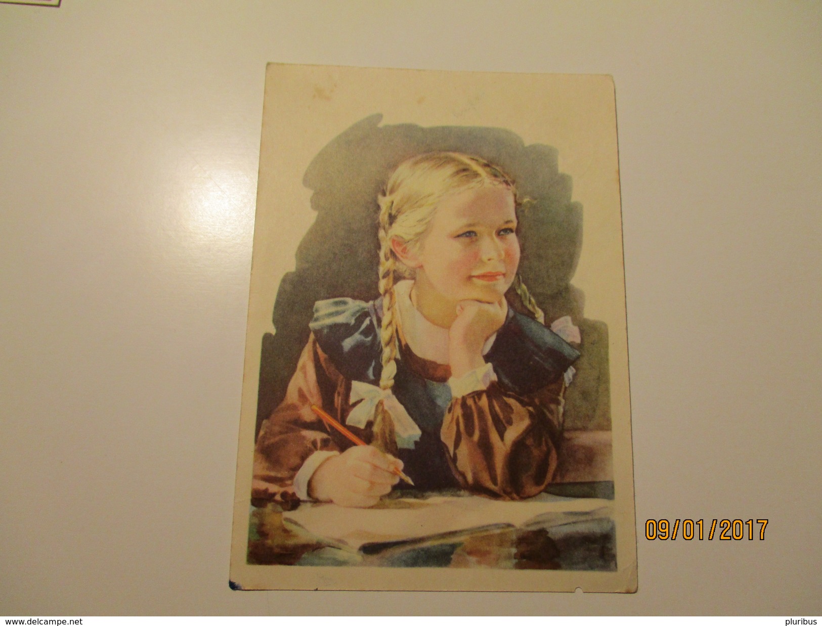 RUSSIA USSR SCHOOL GIRL , ESTONIA VESKI RÄPINA 1956 POSTAL STATIONERY  POSTCARD , 0 - 1950-59