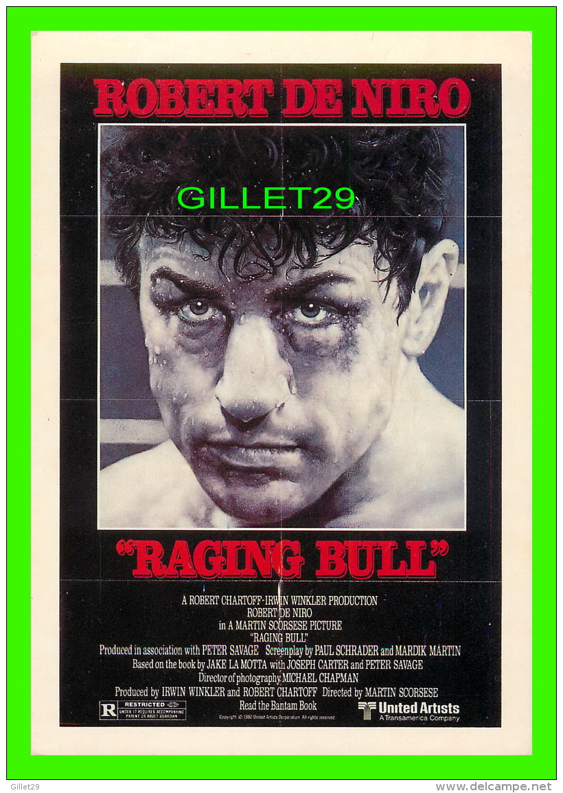 AFFICHES DE FILM -"RACING BULL" - ARTISTE, ROBERT DE NIRO - ÉDITIONS, HUMOUR À LA CARTE - - Affiches Sur Carte