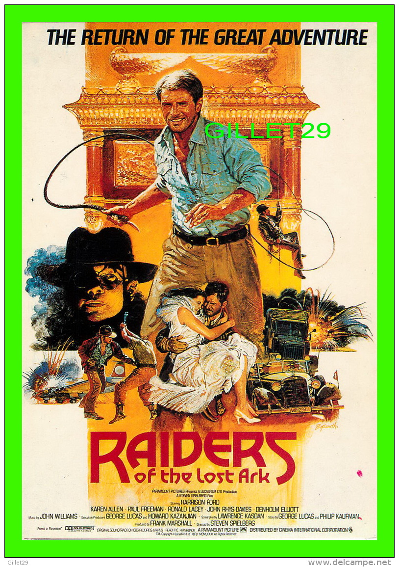 AFFICHES DE FILM -"RAIDERS OF THE LOST ARK" - ARTISTE, HARRISON FORD  - ÉDITIONS, HUMOUR À LA CARTE - - Affiches Sur Carte