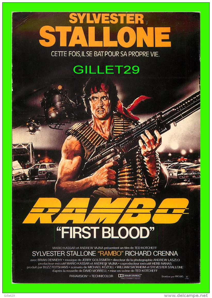 AFFICHES DE FILM - "RAMBO, FIRST BLOOD " - ARTISTE, SYLVESTER STALLONE - ÉDITIONS, HUMOUR À LA CARTE - - Affiches Sur Carte