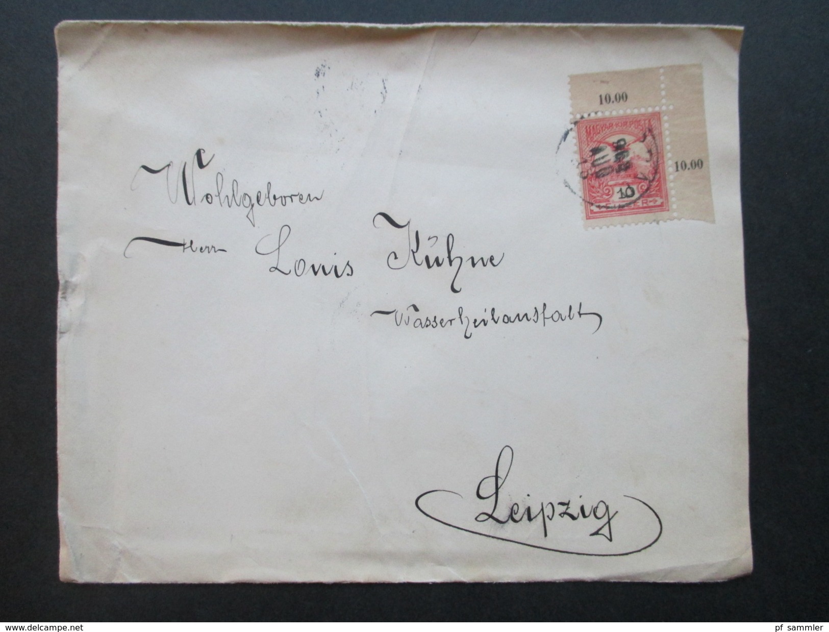 Ungarn 1913 Beleg Mit Einem Schänen Eckrandstück! Nach Leipzig - Lettres & Documents