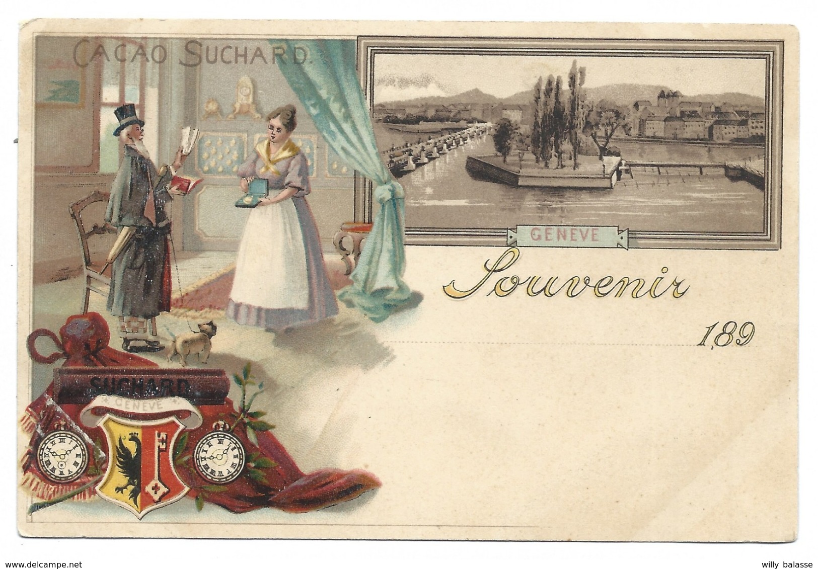 +++ CPA - Carte Publicitaire - Publicité CACAO SUCHARD - Suisse Schweiz Svizzera - GENEVE - 189?  // - Genève