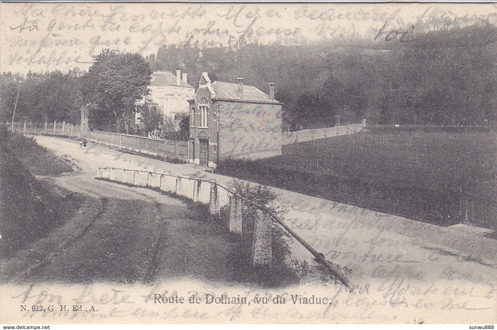 Route De Dolhain, Vu Du Viaduc (G H Edit., 1905, Hôtel De Béthane) - Limburg