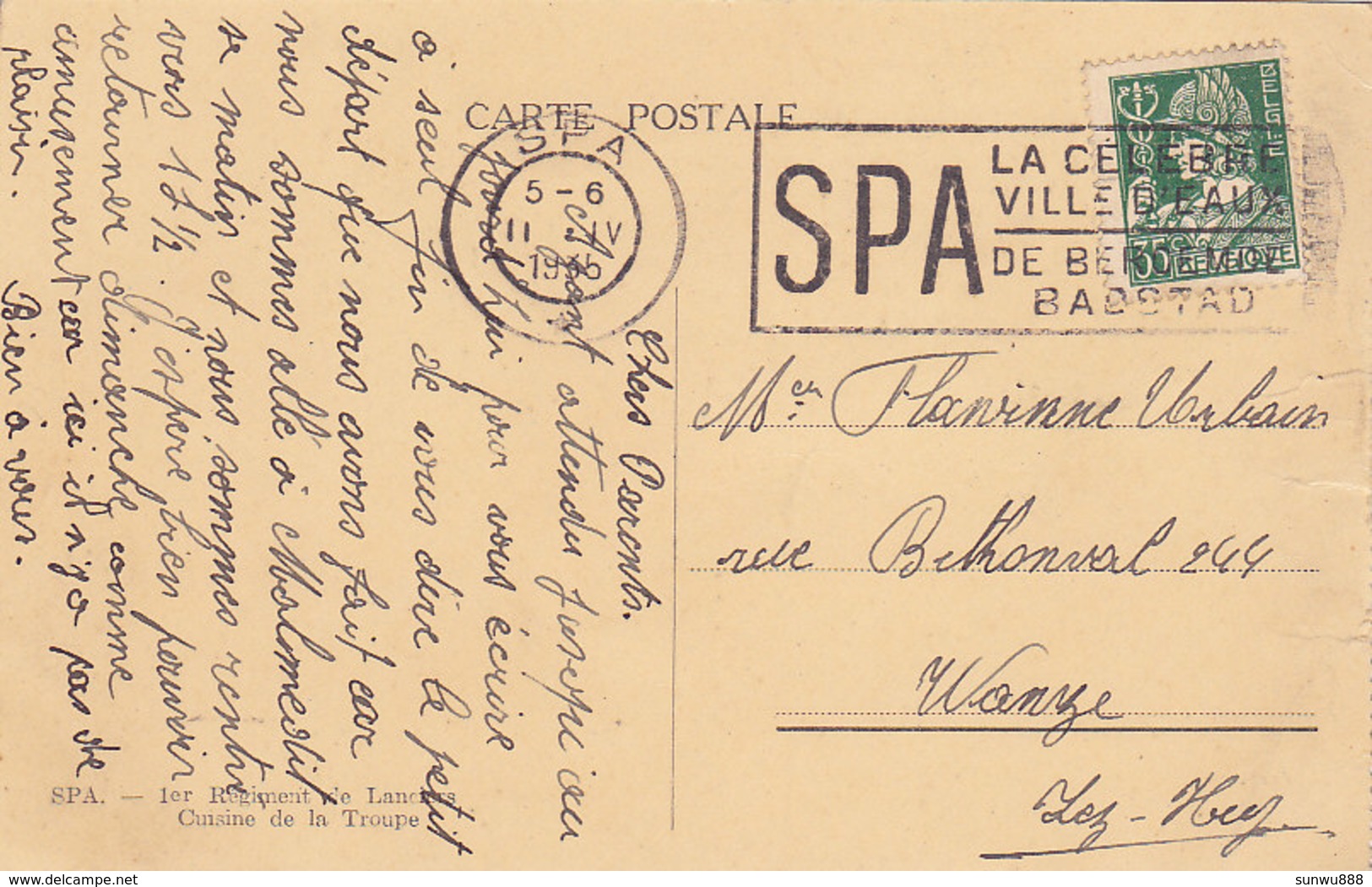 Spa - 1er Régiment De Lanciers - Cuisine De La Troupe (animée, 1935) - Spa