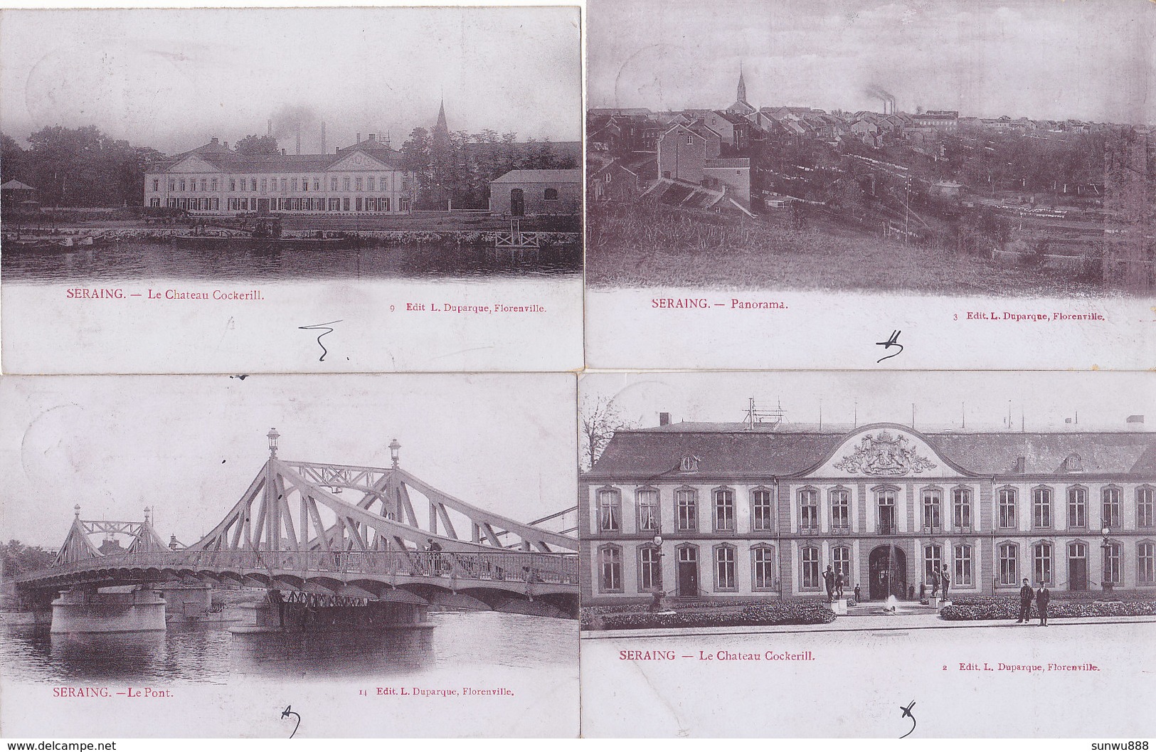 Seraing - Lot De 9 Cartes Edit. L. Duparque, Florenville, 1906 Cockerill, Pont, Animée, Péniches, Gendarmerie Nationale) - Seraing