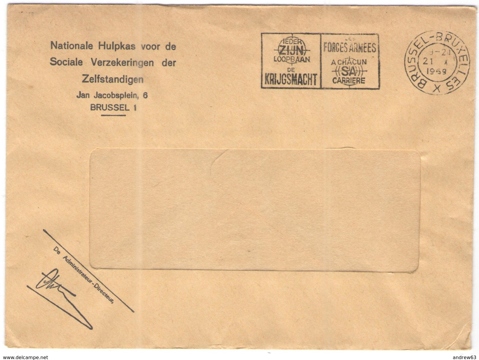 BELGIO - BELGIE - BELGIQUE - 1969 - No Stamps - Nationale Hulpkas Voor De Sociale Verzekeringen Der Zelfstandigen - Iede - Franchise