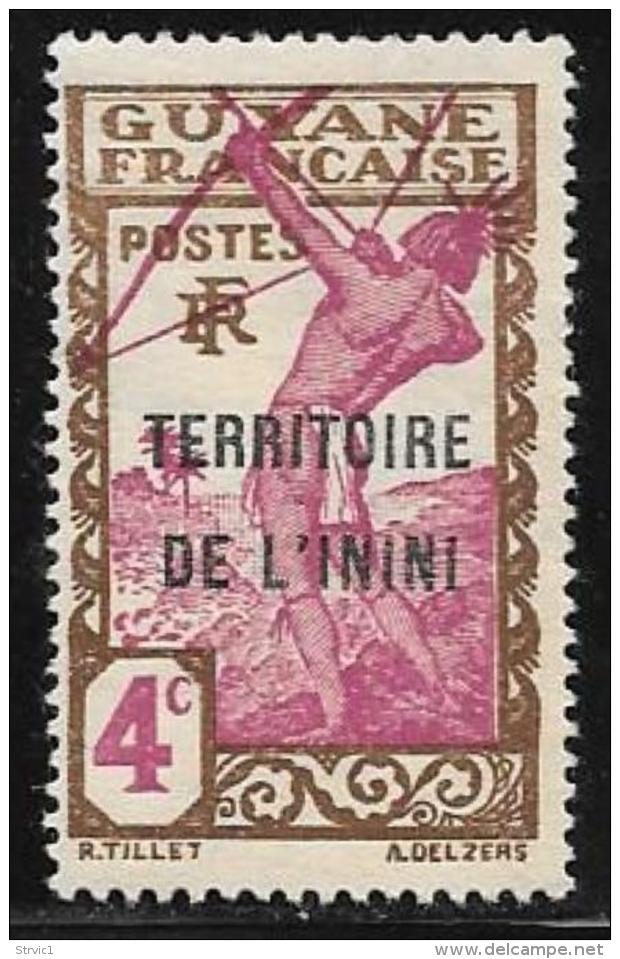 Inini, Scott # 4 Unused No Gum French Guiana Stamp Overprinted, 1938 - Ongebruikt