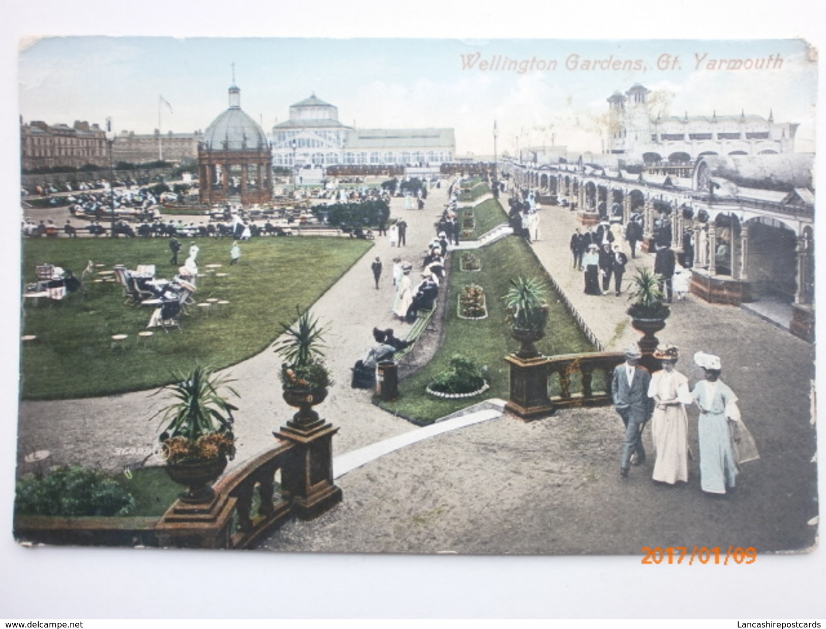 Postcard Wellington Gardens Great Yarmouth Norfolk PU 1909 To St Leonards On Sea My Ref B1489 - Great Yarmouth