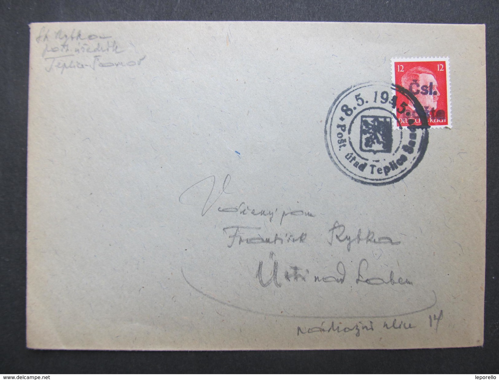 BRIEF Revolutionsstempel Teplice 8.5.1945 // D*22018 - Briefe U. Dokumente