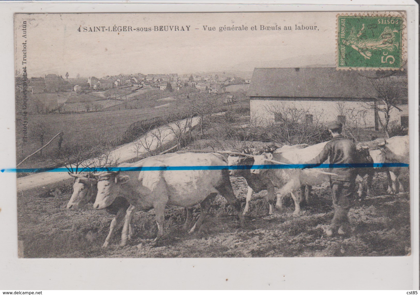 2 CPA - ST SAINT LEGER SOUS BEUVRAY - Vue Générale Et Boeufs Au Labour  - Hotel Pautet Du Morvan - Other & Unclassified