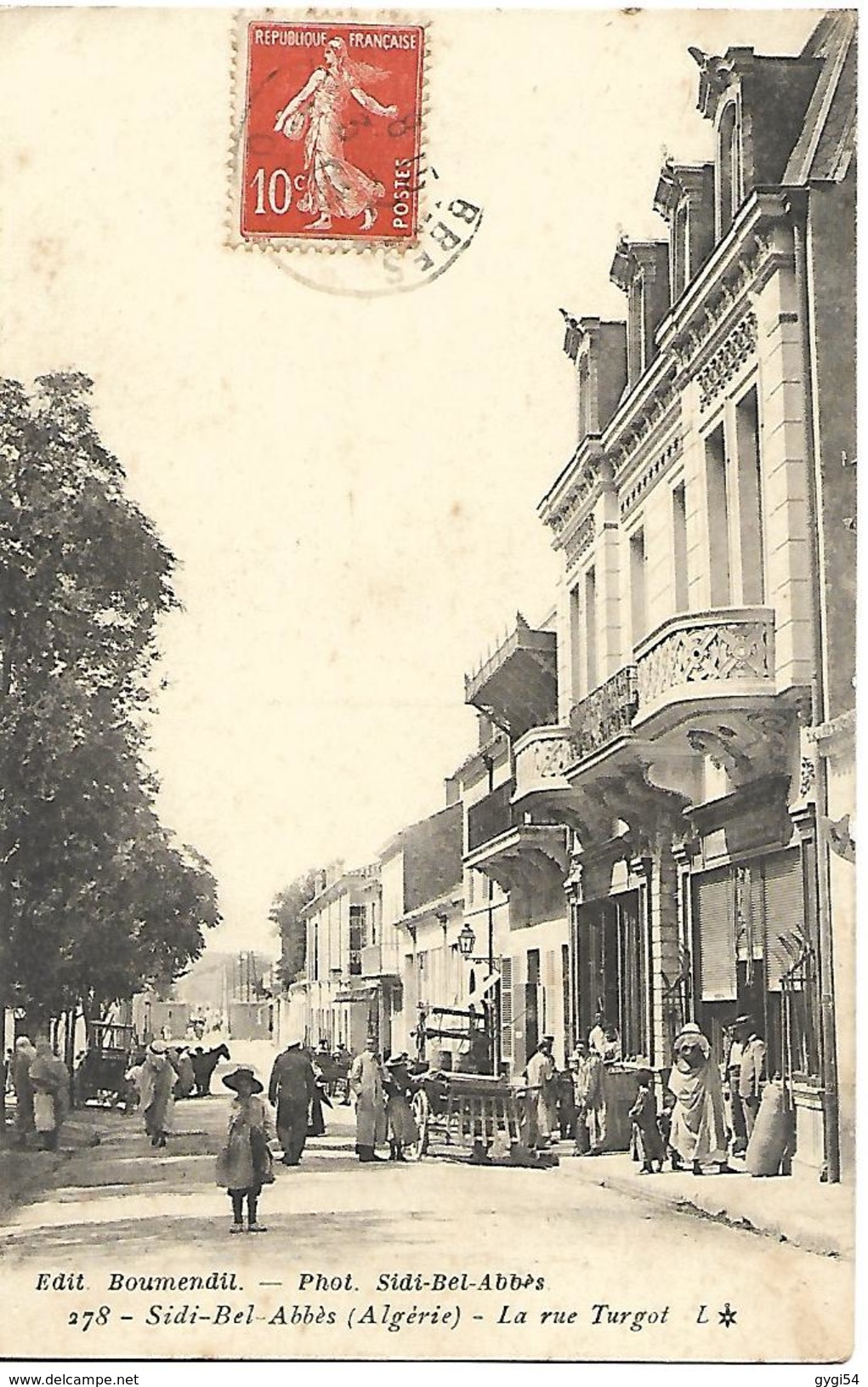 Sidi Bel Abbés  La Rue Turgot  CPA 1908 - Sidi-bel-Abbes