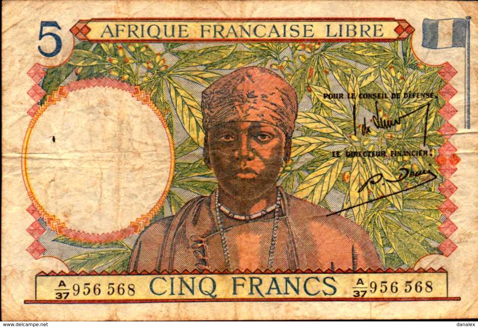 AFRIQUE FRANCAISE LIBRE 5 FRANCS De 1941nd Pick 6 - Autres & Non Classés