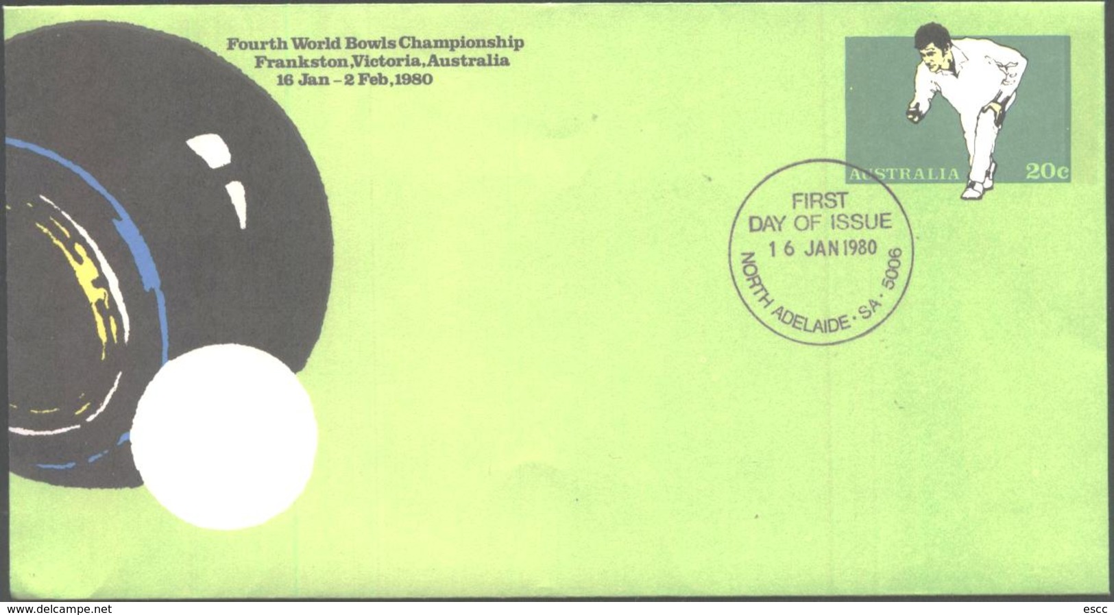 FDC Sport Fourth World Bowls Championship Frankston 1980 From Australia - Boule/Pétanque