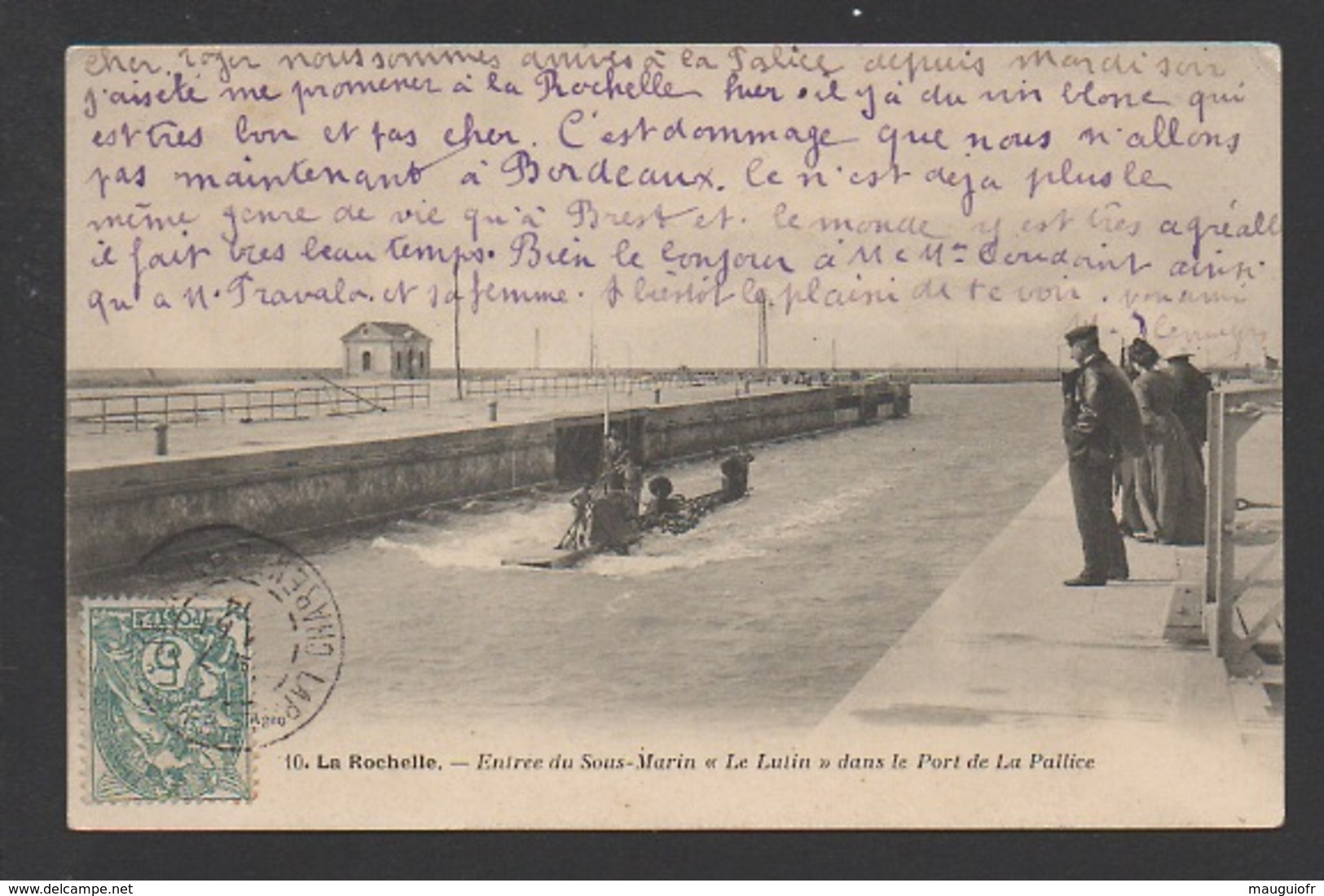 DD / TRANSPORTS / BATEAUX / ENTRÉE DU SOUS-MARIN " LE LUTIN " DANS LE PORT DE LA PALLICE / LA ROCHELLE / CIRCULÉE 1904 - Sous-marins