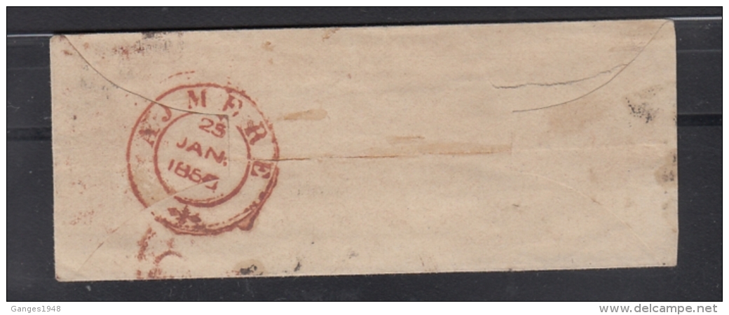 India  1860  QV 1/2A   ON Cover Tied  -3- Expeimental Postmark TO Ajmer   #  93583  Inde  Indien - 1852 Sind Province