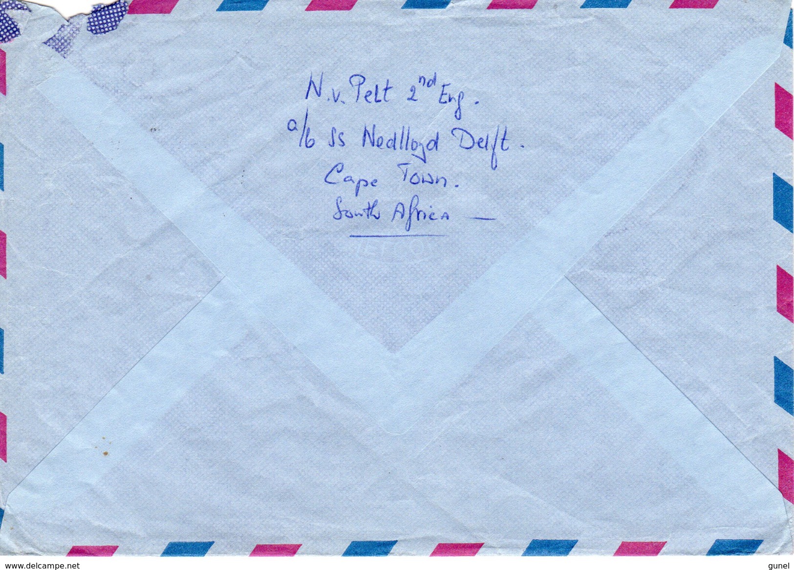 1975 Brief Van CAPETOWN KAAPSTAD PAQUEBOT   Van Nedlloyd Lines T.S. Nedlloyd DELFT  Naar Didam - Poststempel