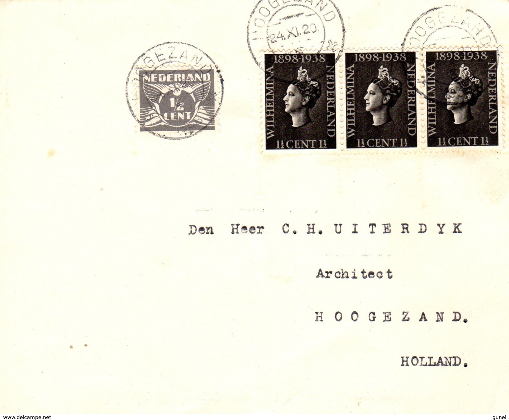 1938 Brief Lokaal Verzonden In  Hoogezand Met NVPH 169 En 3x 310 - Brieven En Documenten