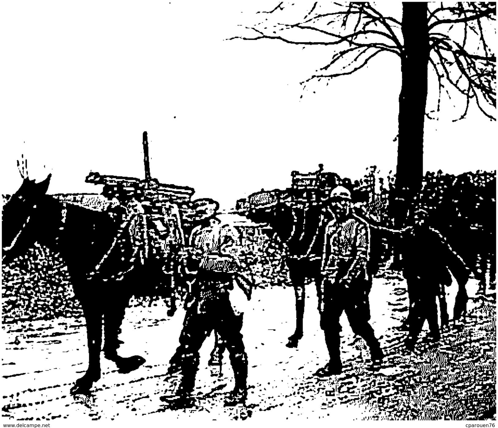 Photo Ancienne Originale Animée Un Convoi De Mules Des Poilus  1914 1918 Ww1 Grande Guerre - Guerre, Militaire