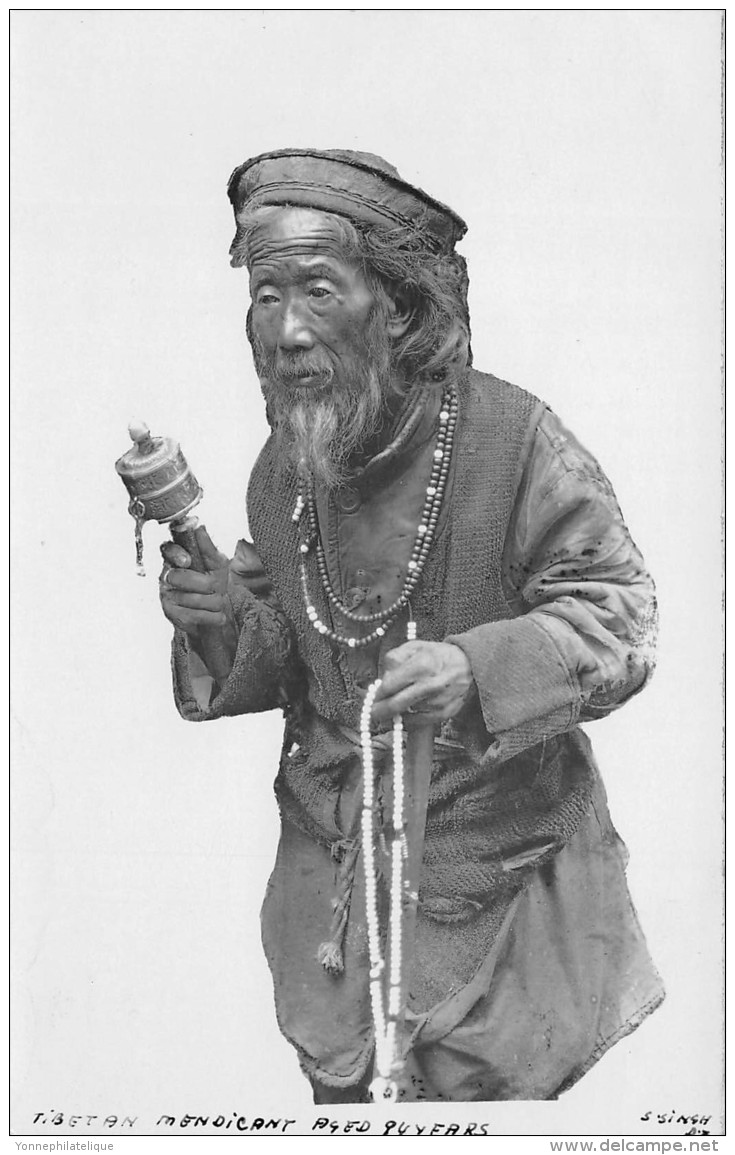 ETHNIQUE - ASIE / Tibet - Photo Card - Tibetan Mendicant Aged 84 Years - Tíbet