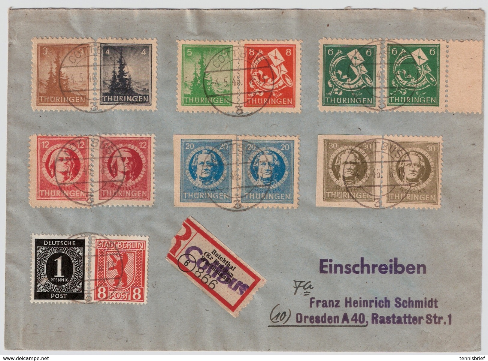 1946, Reco-Satz-Brief,auch Ungezähnt Und Extra  Verschied. Farben  #6907 - Brieven En Documenten