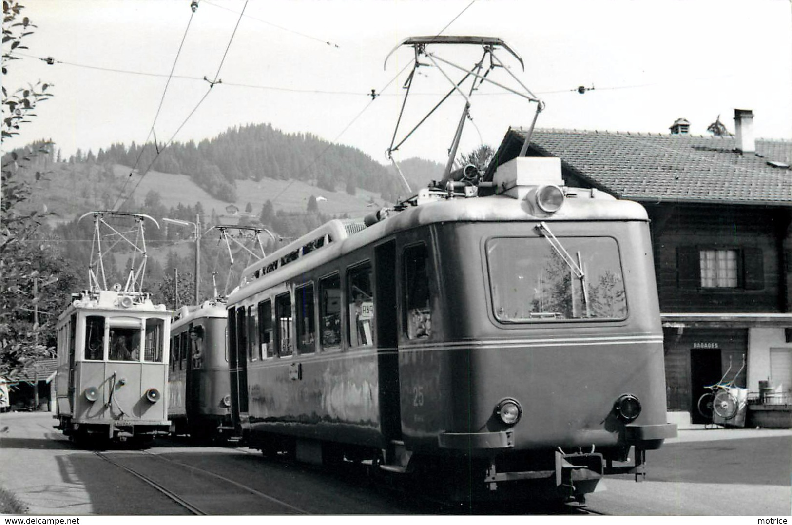 CHEMIN DE FER Bex-Villers -Bretaye (Suisse) - Barboleusaz, Motrices.(photo Format Carte Ancienne) - Trains