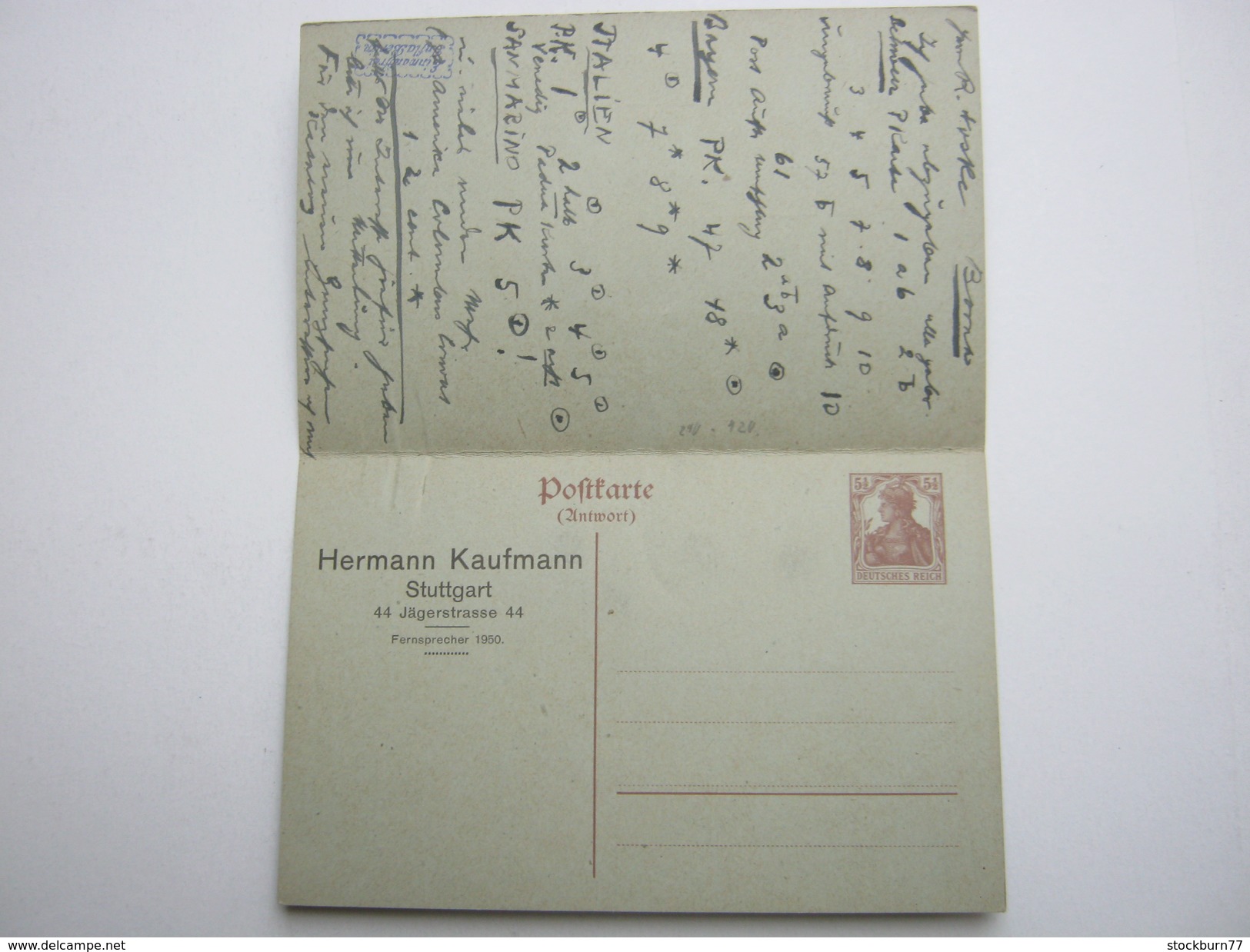 1922 , 2 1/2 Pfg., Doppelganzsache Mit Textzudruck , Verschickt Aus Stuttgart - Sonstige & Ohne Zuordnung
