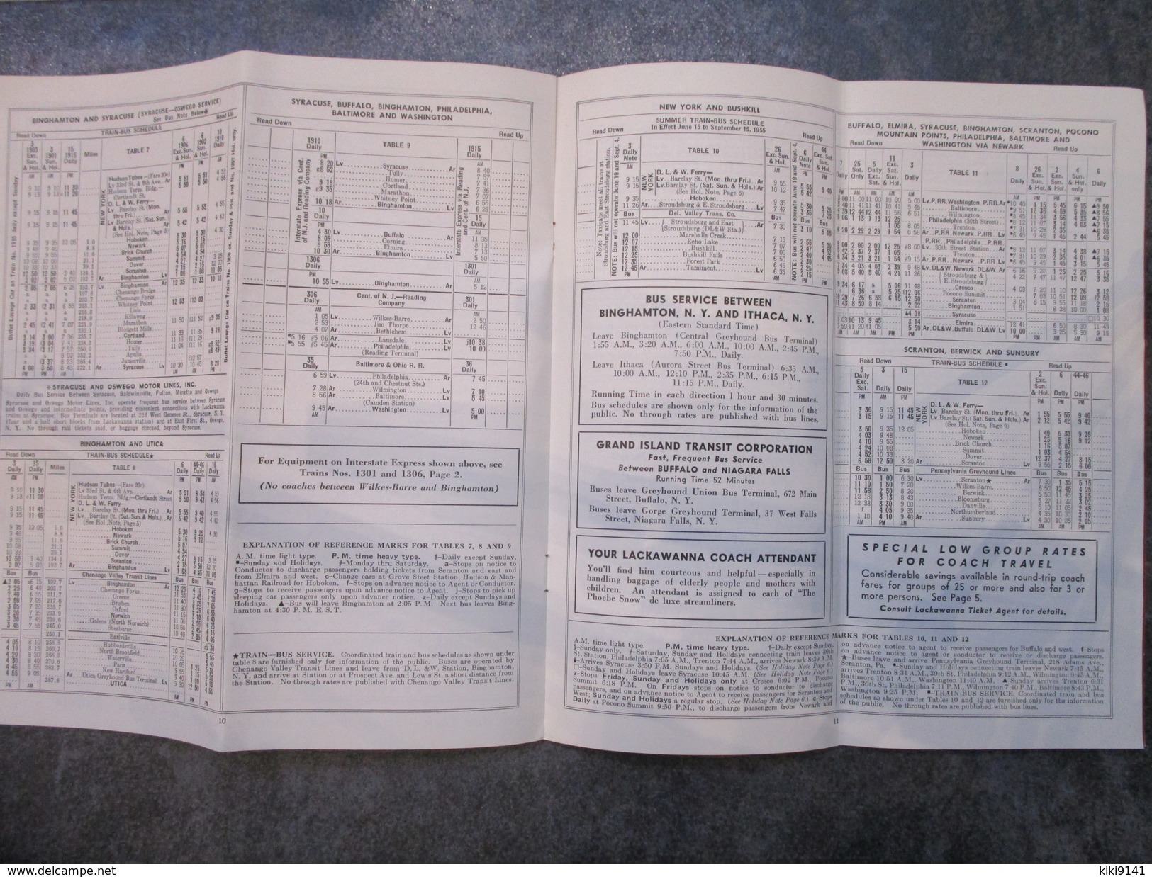 LACKAWANNA RAILROAD  -  TIME TABLES