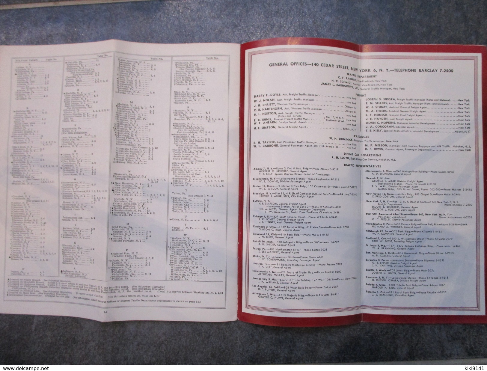 LACKAWANNA RAILROAD  -  TIME TABLES