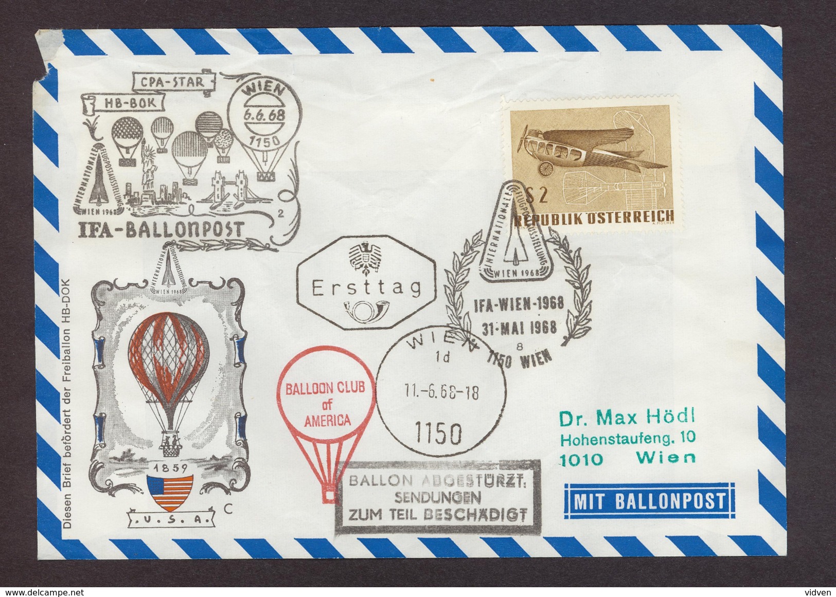 Austria 1968 IFA Ballonpost Cover - Ballonpost