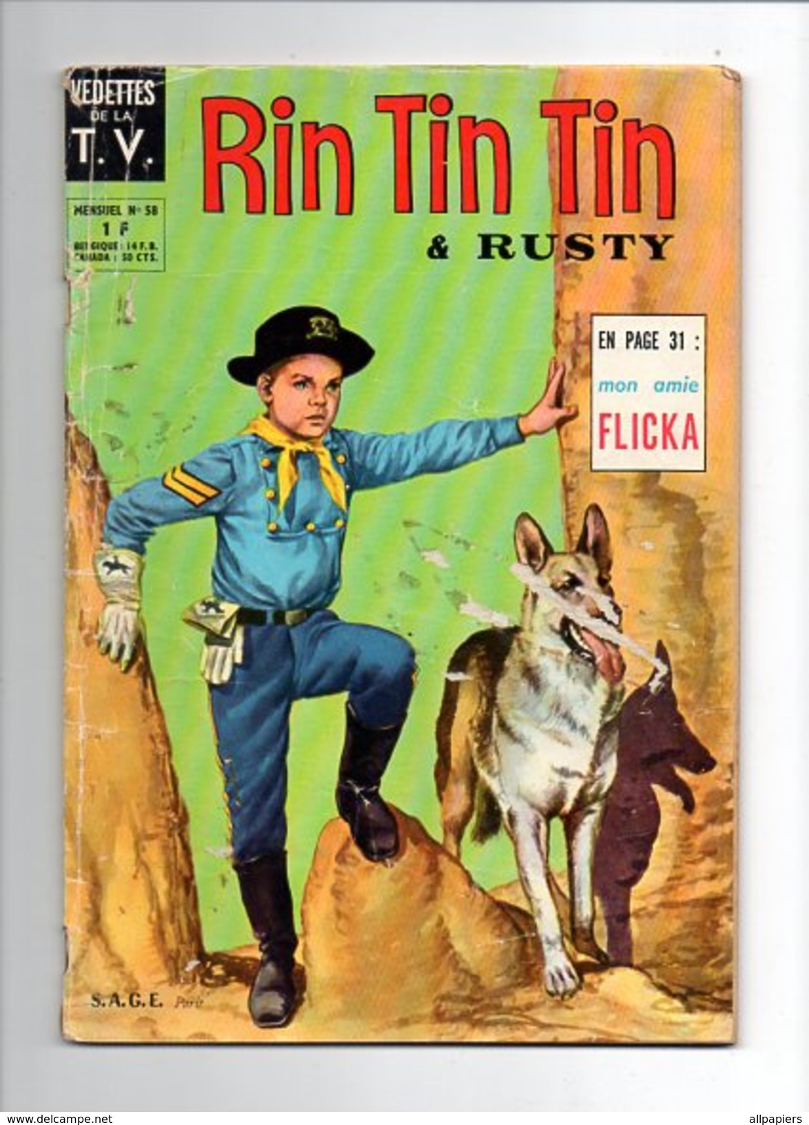 Rintintin & Rusty Mensuel N°58 Un Million De Dollars - Le Petit Rajah - Mon Amie Flicka Le Commissaire Marshall De 1964 - Sagédition