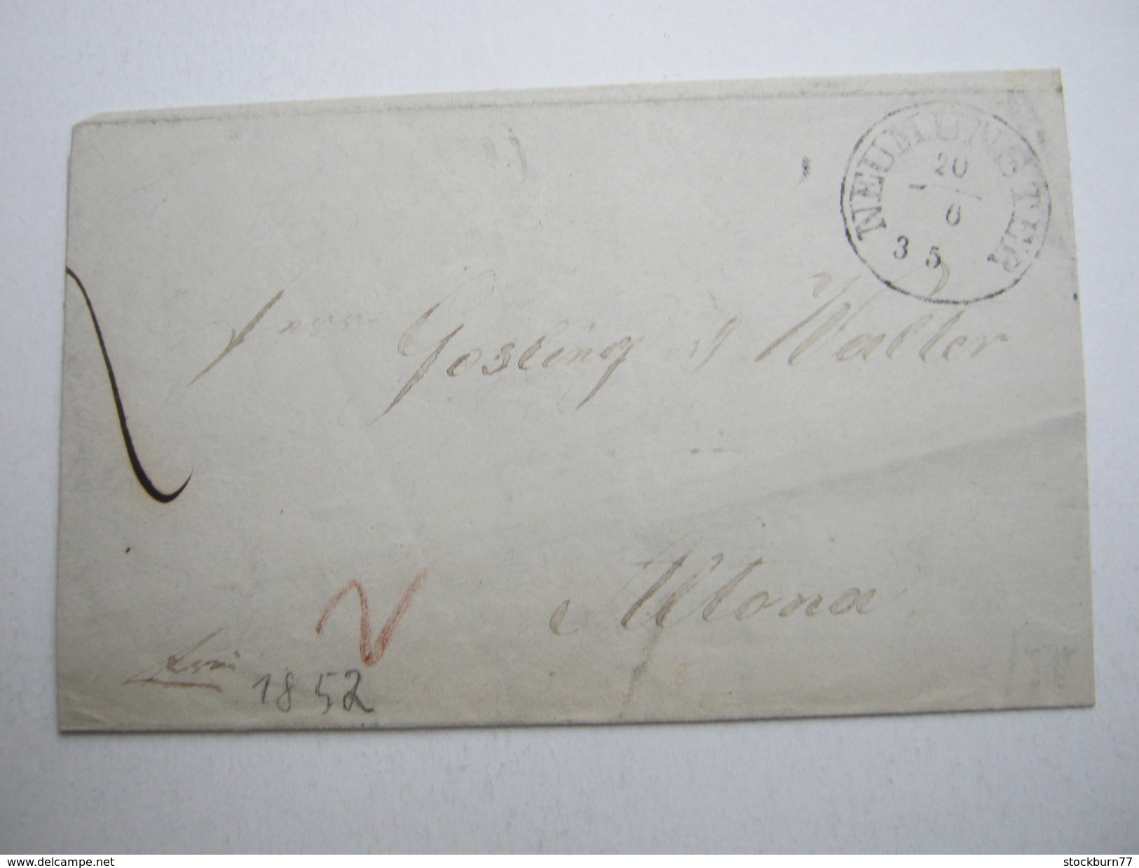 1852 , NEUMÜNSTER , Klarer Stempel Auf Selten Frühem Brief Nach Altona - Schleswig-Holstein