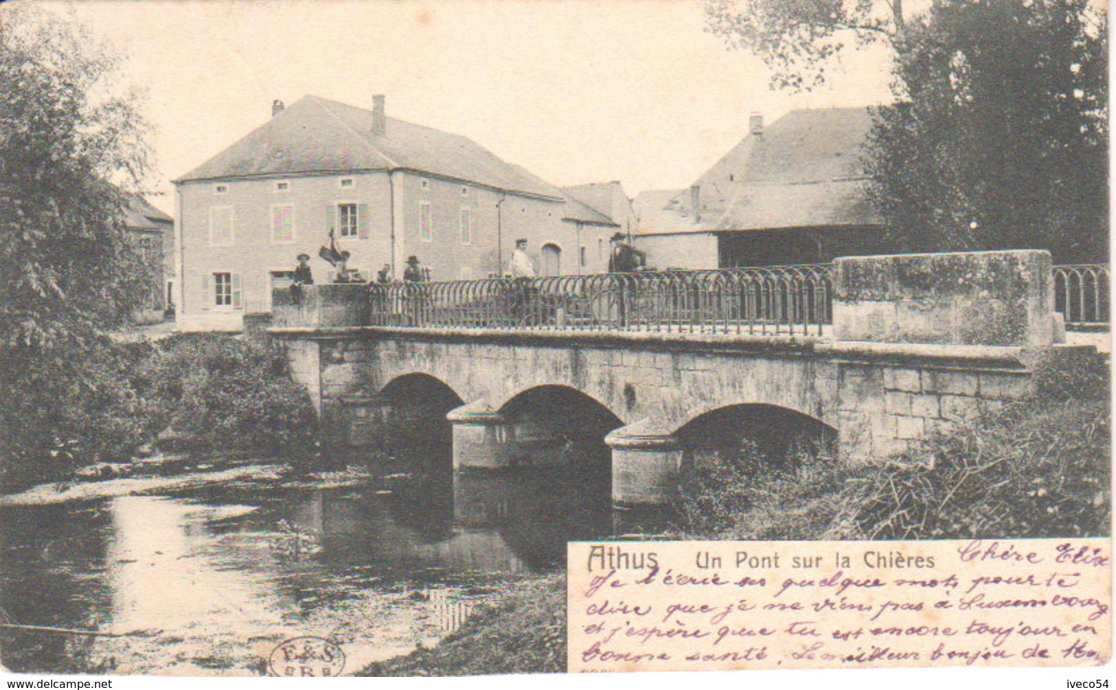 1907  Athus  - " Pont Sur La Chiers  " ' Vers Luxembourg ) - Aubange