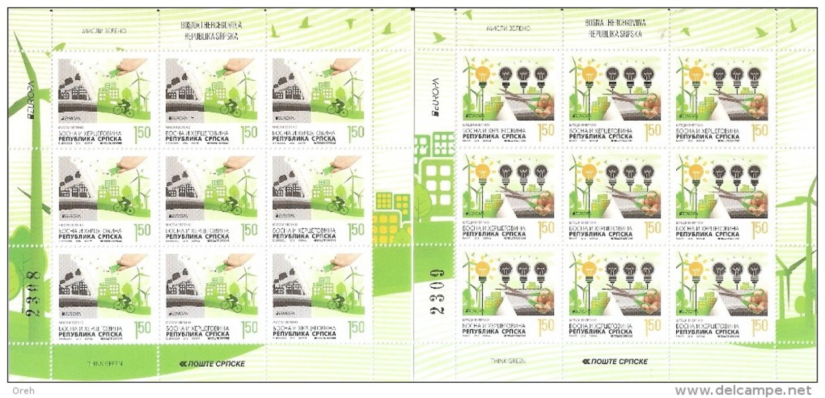 BOSNIA AND HERZEGOVINA    2016,SERBIA BOSNIA ,EUROPA CEPT,THING GREEN,MNH - 2016