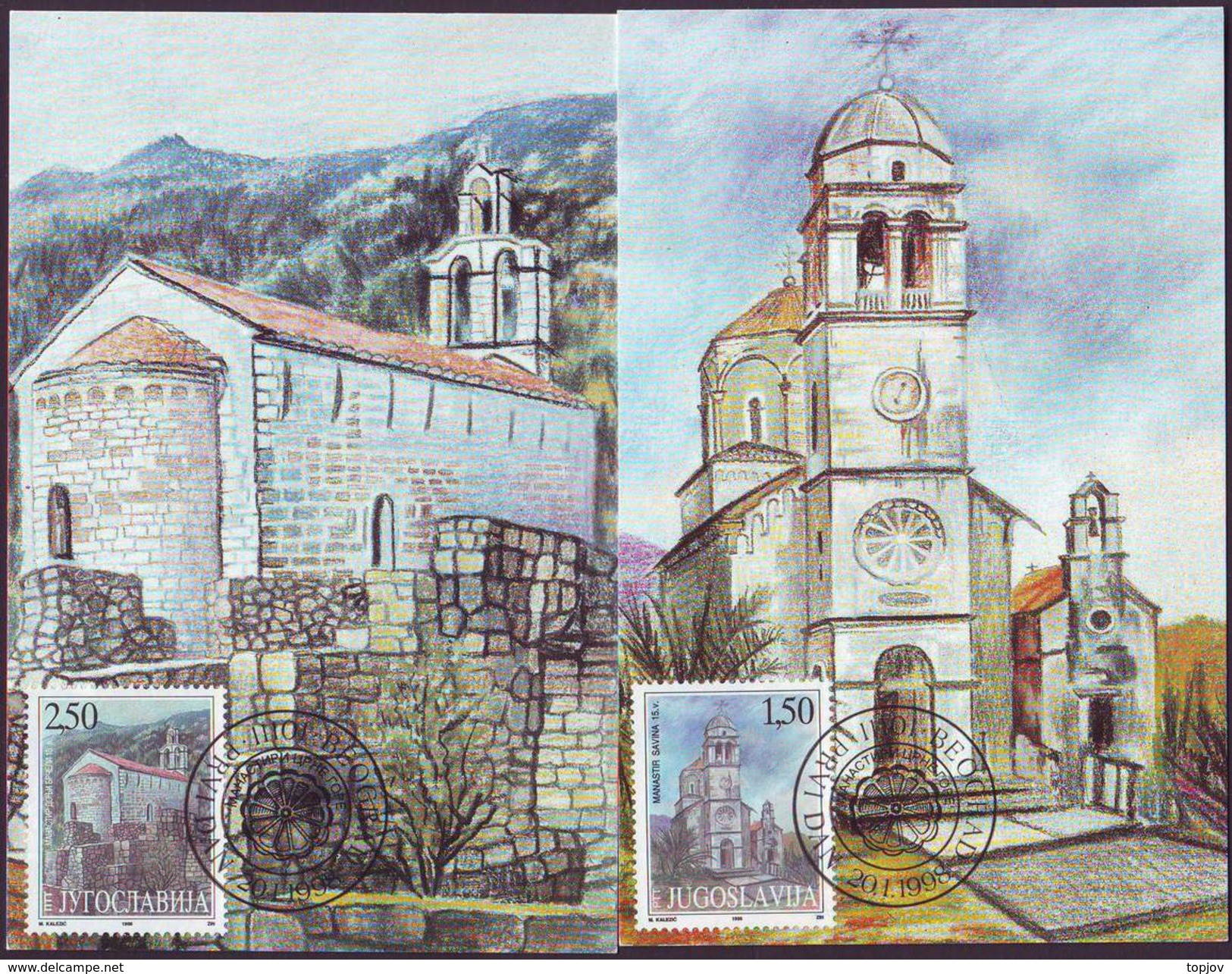 YUGOSLAVIA - JUGOSLAVIA - MONASTERIES In MONTENEGRO - 1998 - Abadías Y Monasterios